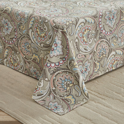 Muted Multicolor Paisley Custom Cotton Bedding Set Hidden Button Closure Inner Corner Ties Custom Size Bed Sheets