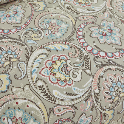 Muted Multicolor Paisley Custom Cotton Bedding Set Hidden Button Closure Inner Corner Ties Custom Size Bed Sheets