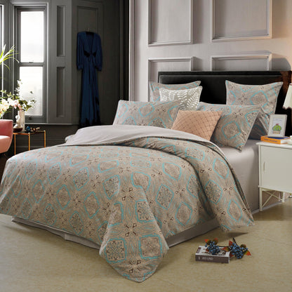 Luxury Boho Medallion Pattern Custom Size Bed Linen Set Hidden Button Closure Inner Corner Ties Custom Size Bed Sheets