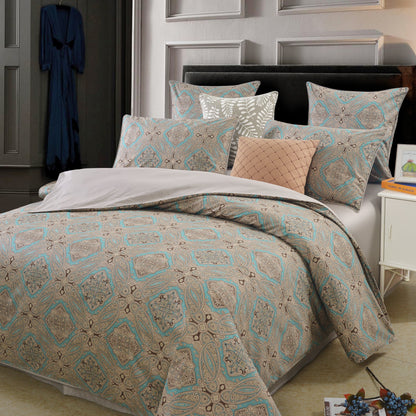 Luxury Boho Medallion Pattern Custom Size Bed Linen Set Hidden Button Closure Inner Corner Ties Custom Size Bed Sheets