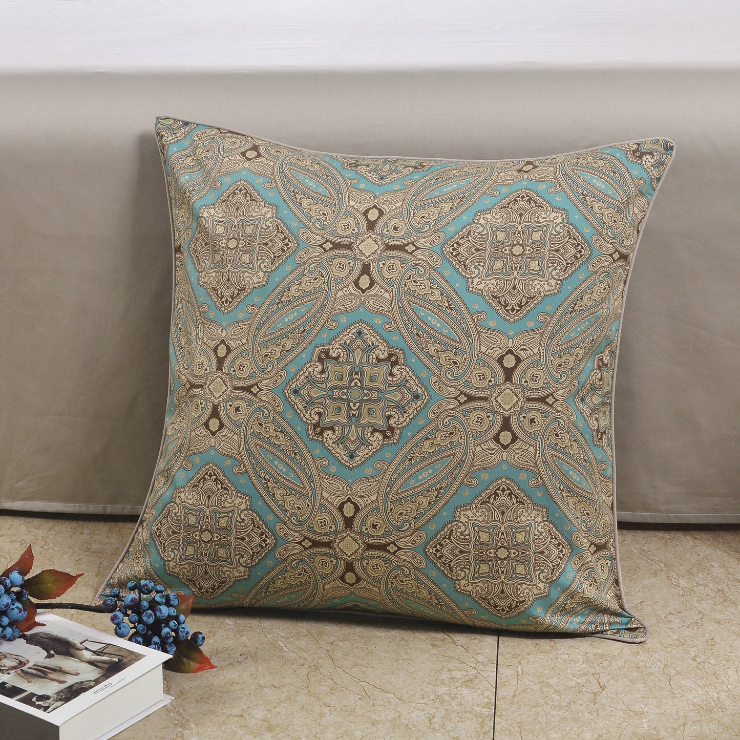 Luxury Boho Medallion Pattern Custom Size Bed Linen Set Hidden Button Closure Inner Corner Ties Custom Size Bed Sheets