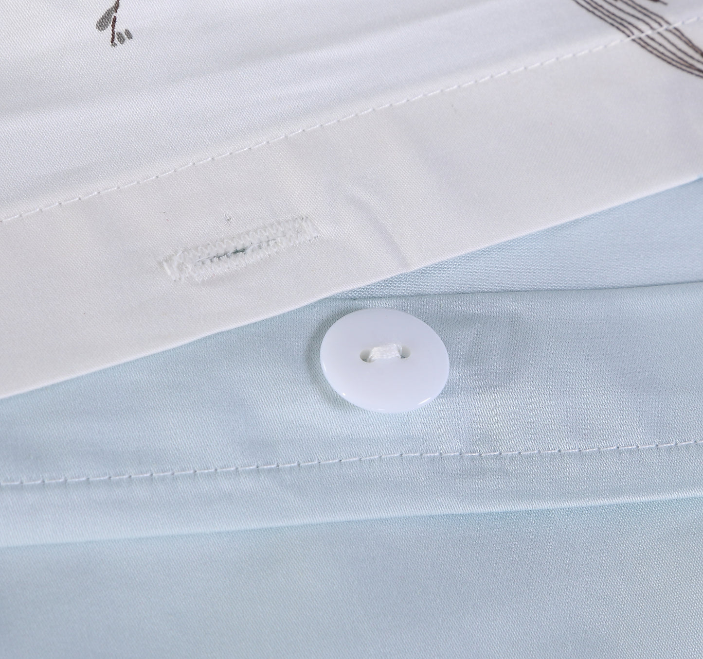 Fresh Ink Floral Bird Custom Size Bed Sheet Linen Set Hidden Button Closure Inner Corner Ties Custom Size Bed Sheets