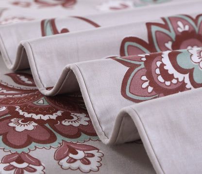 Retro Botanical Flower Printed Custom Bed Linen Skin-Friendly Cotton 4 Pieces Bedding Set Hidden Button Closure Inner Corner Ties Custom Size Bed Sheets