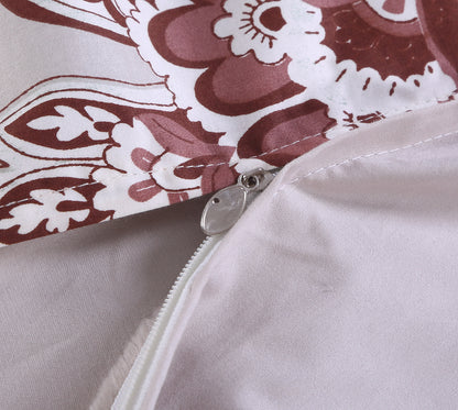 Retro Botanical Flower Printed Custom Bed Linen Skin-Friendly Cotton 4 Pieces Bedding Set Hidden Button Closure Inner Corner Ties Custom Size Bed Sheets