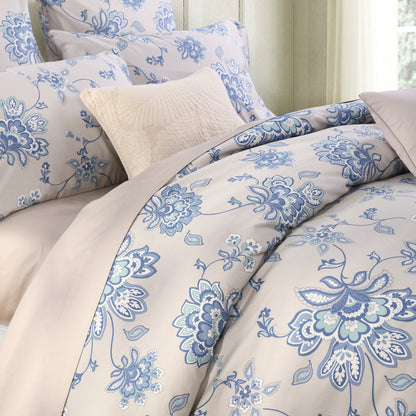 Retro Botanical Flower Printed Custom Bed Linen Skin-Friendly Cotton 4 Pieces Bedding Set Hidden Button Closure Inner Corner Ties Custom Size Bed Sheets