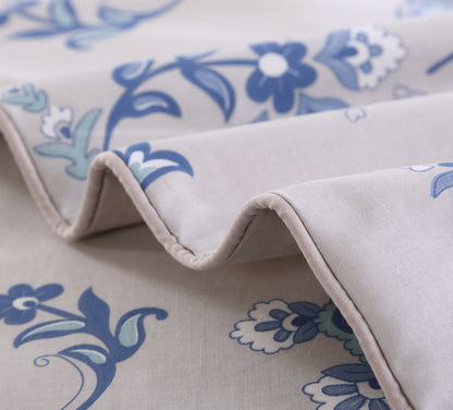 Retro Botanical Flower Printed Custom Bed Linen Skin-Friendly Cotton 4 Pieces Bedding Set Hidden Button Closure Inner Corner Ties Custom Size Bed Sheets