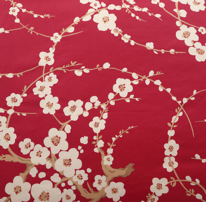 Custom Red Plum Blossom Floral Bedding Set Oriental Chinese Style Duvet Cover Set With Solid Red Bed Sheet