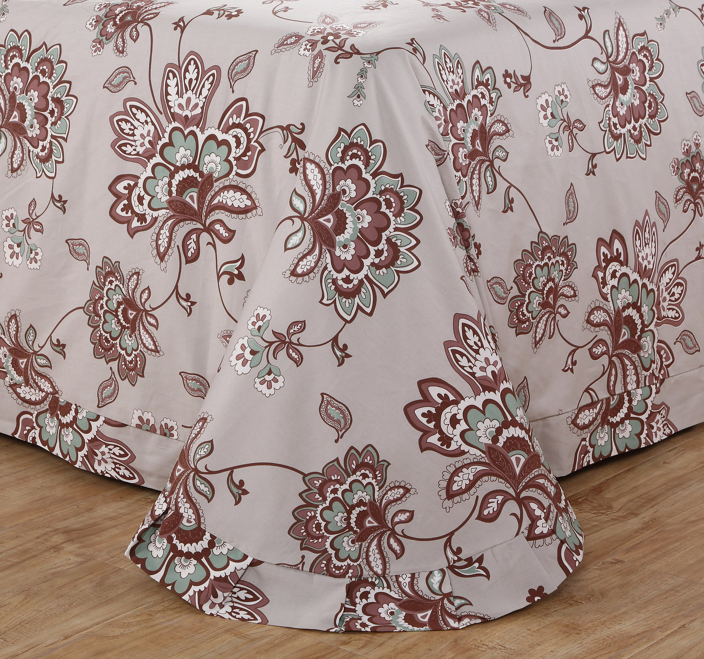 Retro Botanical Flower Printed Custom Bed Linen Skin-Friendly Cotton 4 Pieces Bedding Set Hidden Button Closure Inner Corner Ties Custom Size Bed Sheets