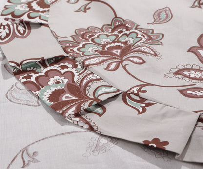 Retro Botanical Flower Printed Custom Bed Linen Skin-Friendly Cotton 4 Pieces Bedding Set Hidden Button Closure Inner Corner Ties Custom Size Bed Sheets