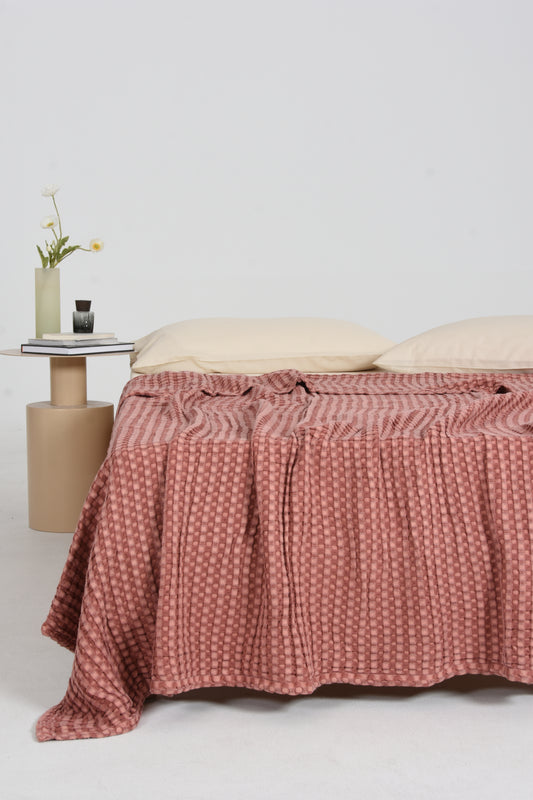 Bamboo Cotton Waffle Blanket（red）