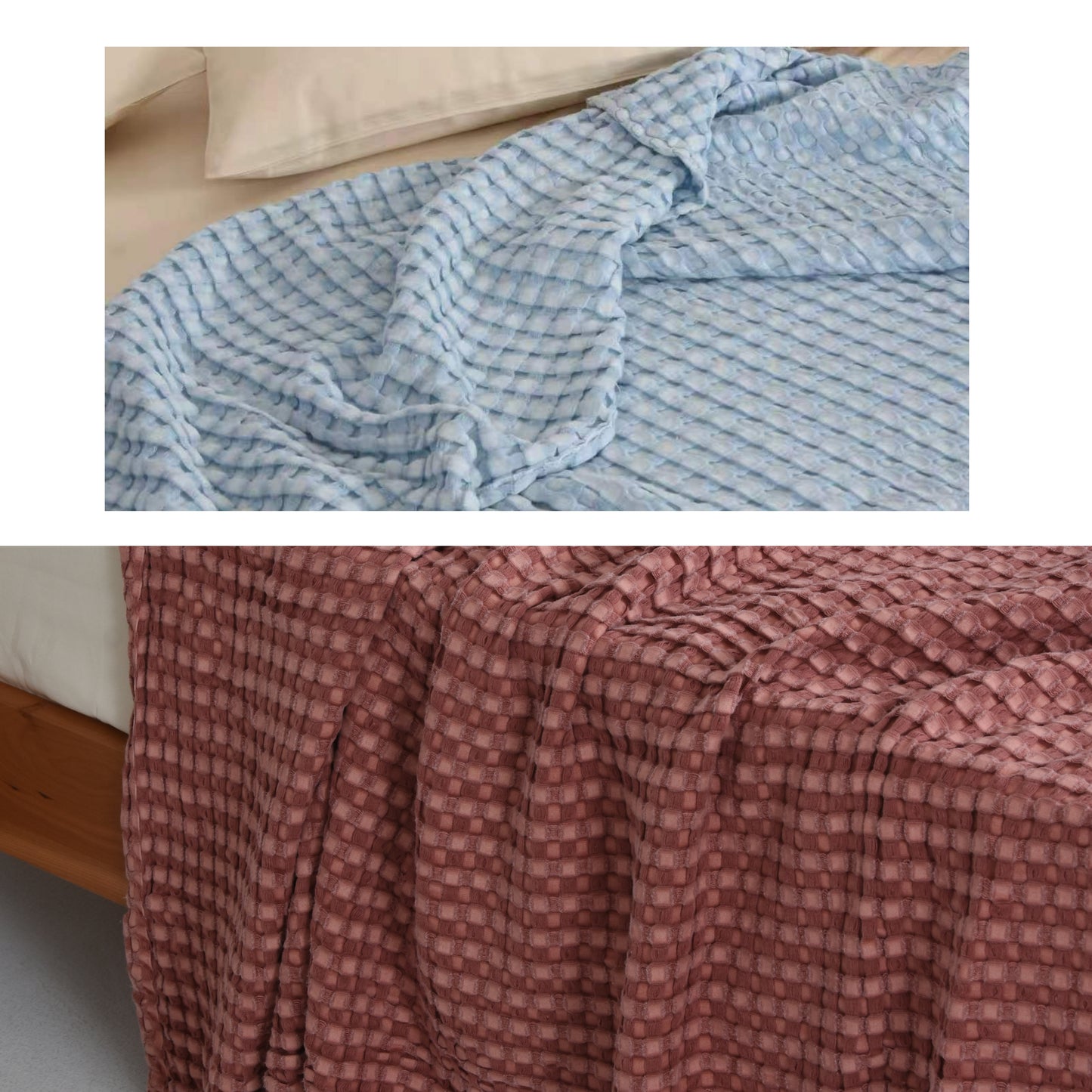 Bamboo Cotton Waffle Blanket（red）